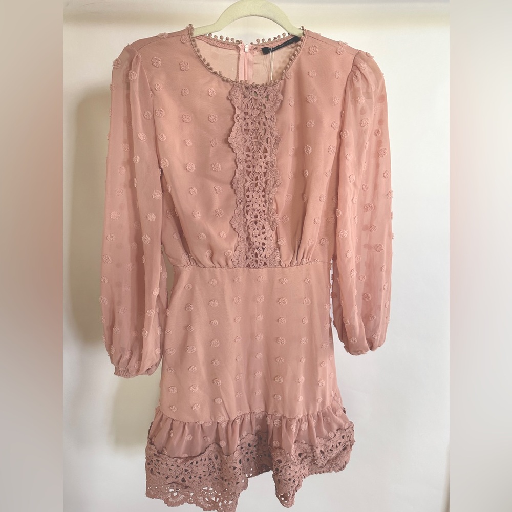 Simplee pink lace long sleeve dress